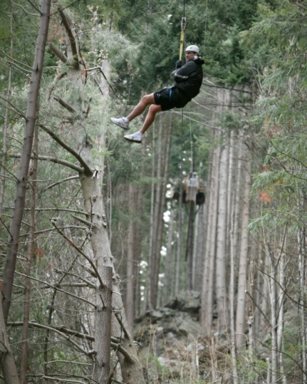 Martin Johnson, England Rugby Team Manager, zipping down the steepest zipline in the world at Ziptrek Ecotours